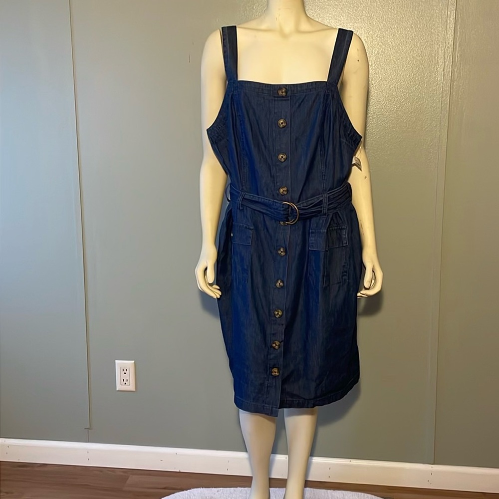 New dereck heart plus denim strapped dress, size 3X